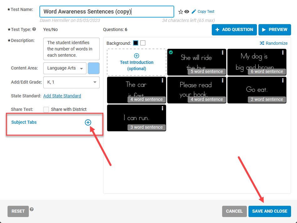 Creating Tests – ESGI Support