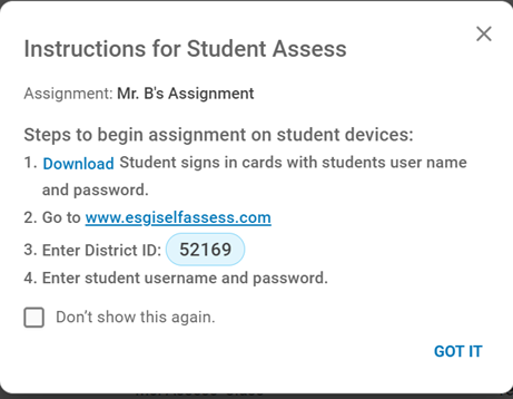 Assignment Center – ESGI Support