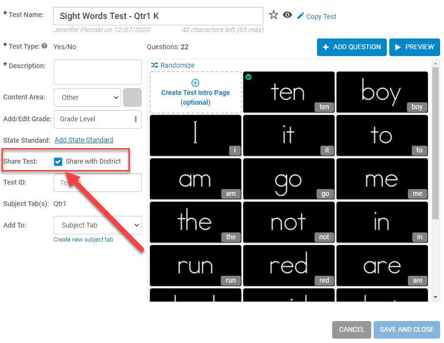 Creating Tests – ESGI Support