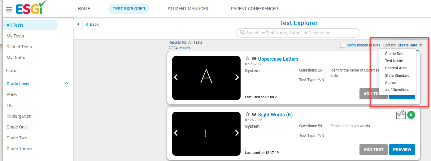 Creating Tests – ESGI Support