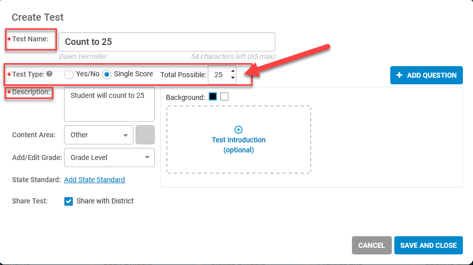 Creating Tests – ESGI Support