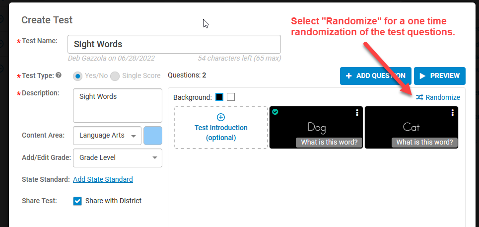 Creating Tests – ESGI Support